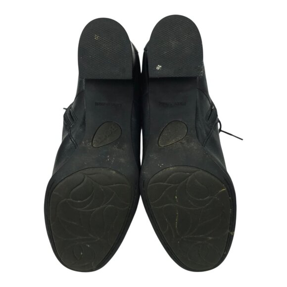 Born Ankle Boots Womens 9.5 M Leather Block Heel Side Zip Lace Up Black F56003 - Picture 7 of 16